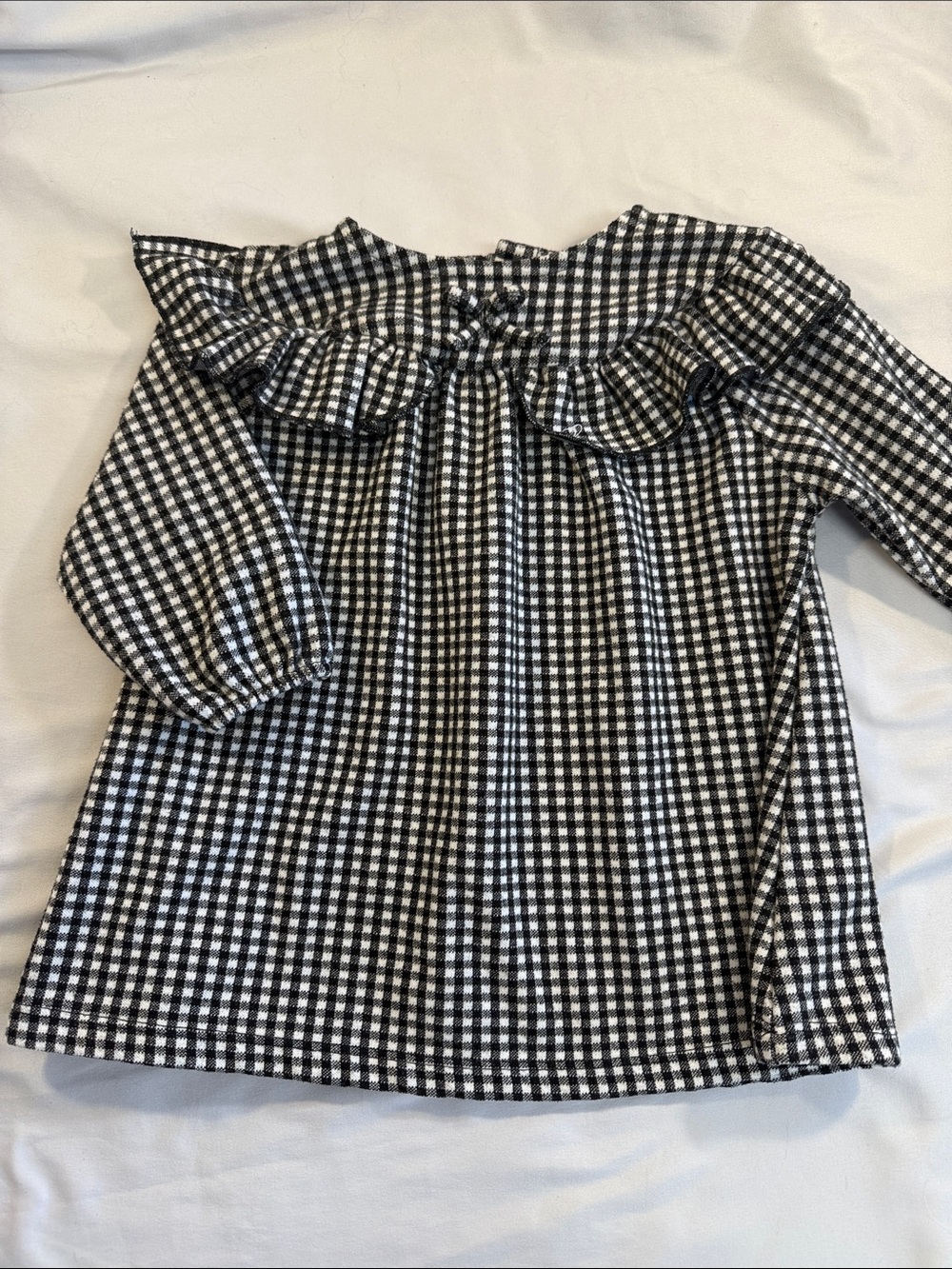 Zara Black and White Gingham Ruffle-Detail Girls' Blouse